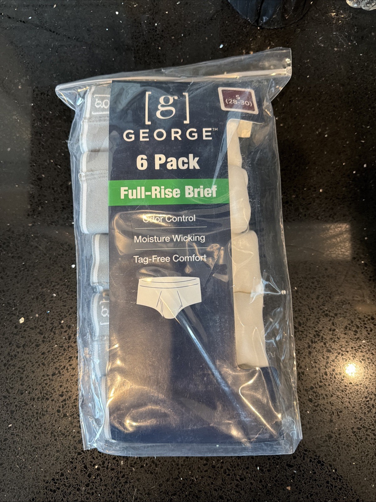 George Men’s Full-Rise White Brief 6 Pack Size Small 28-30 Waist Tag Free