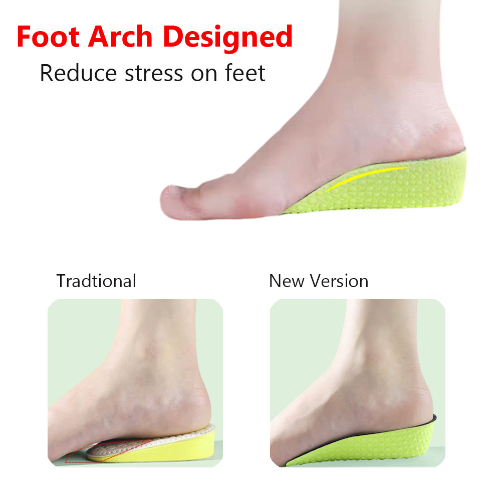 Universal Height Increase Insoles Pad Invisible Shoe Lifts Inserts Elastic Shock