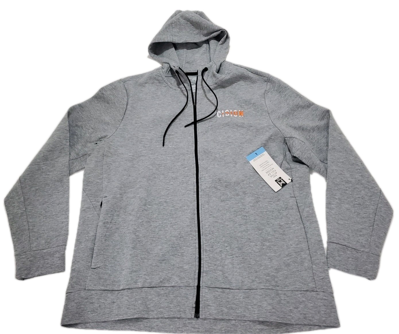NWT Member’s Mark Men’s Everyday Full Zip Active Hoodie Gray Heather L “Cision”