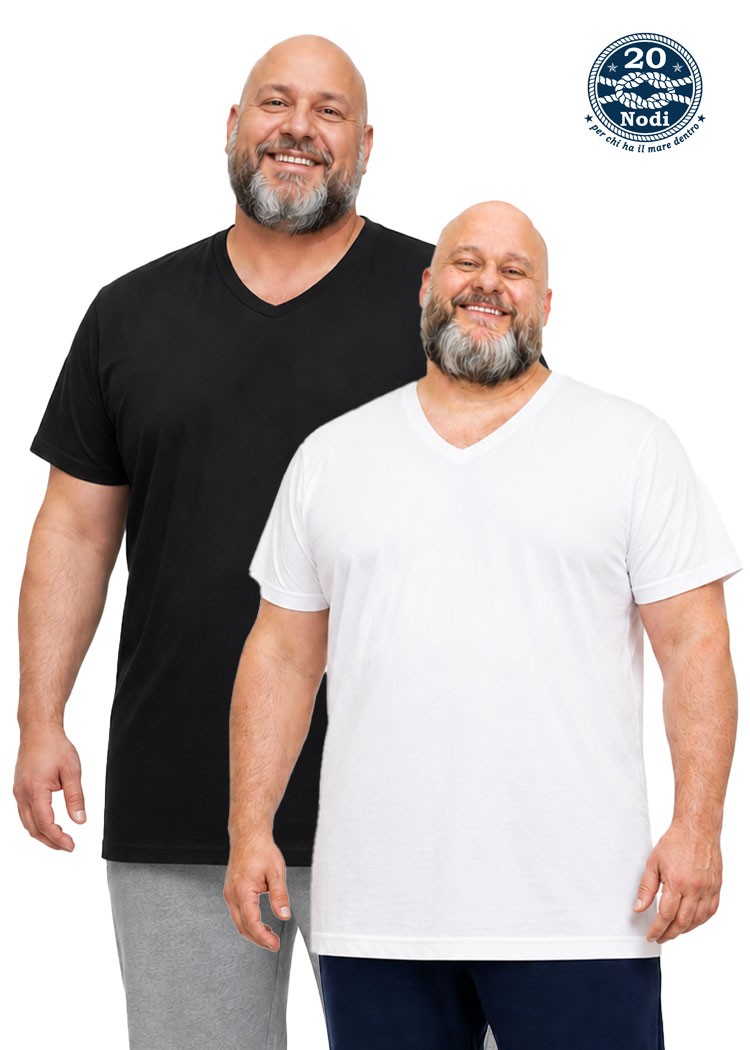 men’s underwear PLUS SIZES knit V-neck t-shirt 100% cotton from 2XL to 10XL