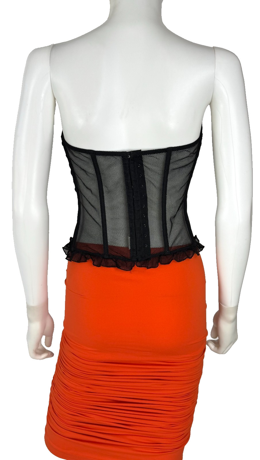 La Perla 36 US 90 FR 3 IT BIack Sheer Bustier Mesh Lace Lingerie Boning Auth