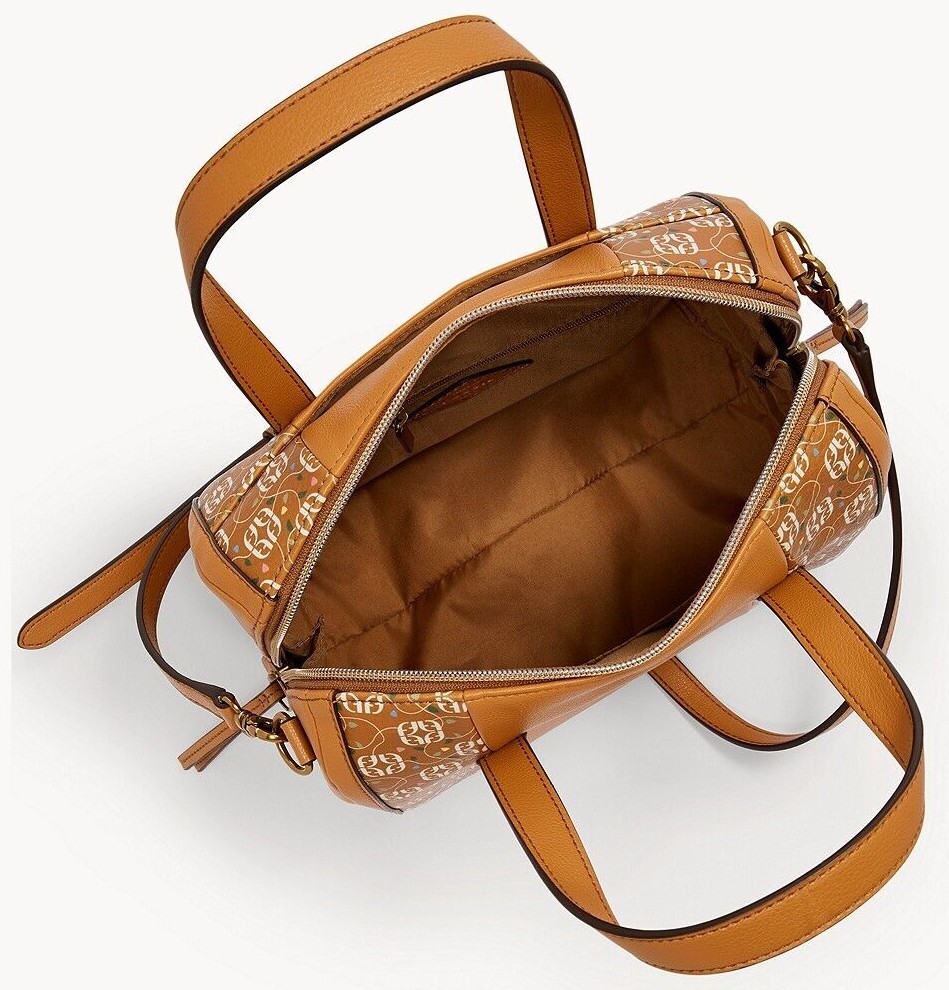 Fossil Sydney Satchel Tan Logo Crossbody Handbag SHB2952919 NWT $150 Retail FS
