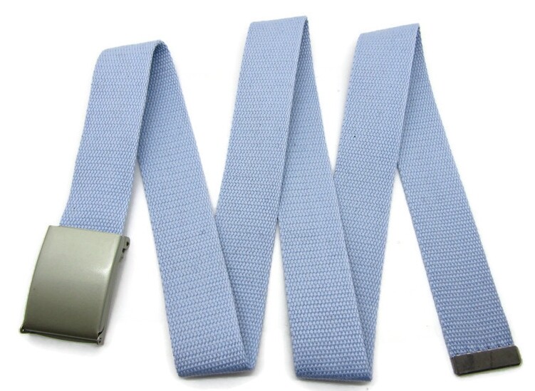 Unisex Quality Cotton Canvas Plain Webbing Belt Silver Buckle 52” Size 18/20
