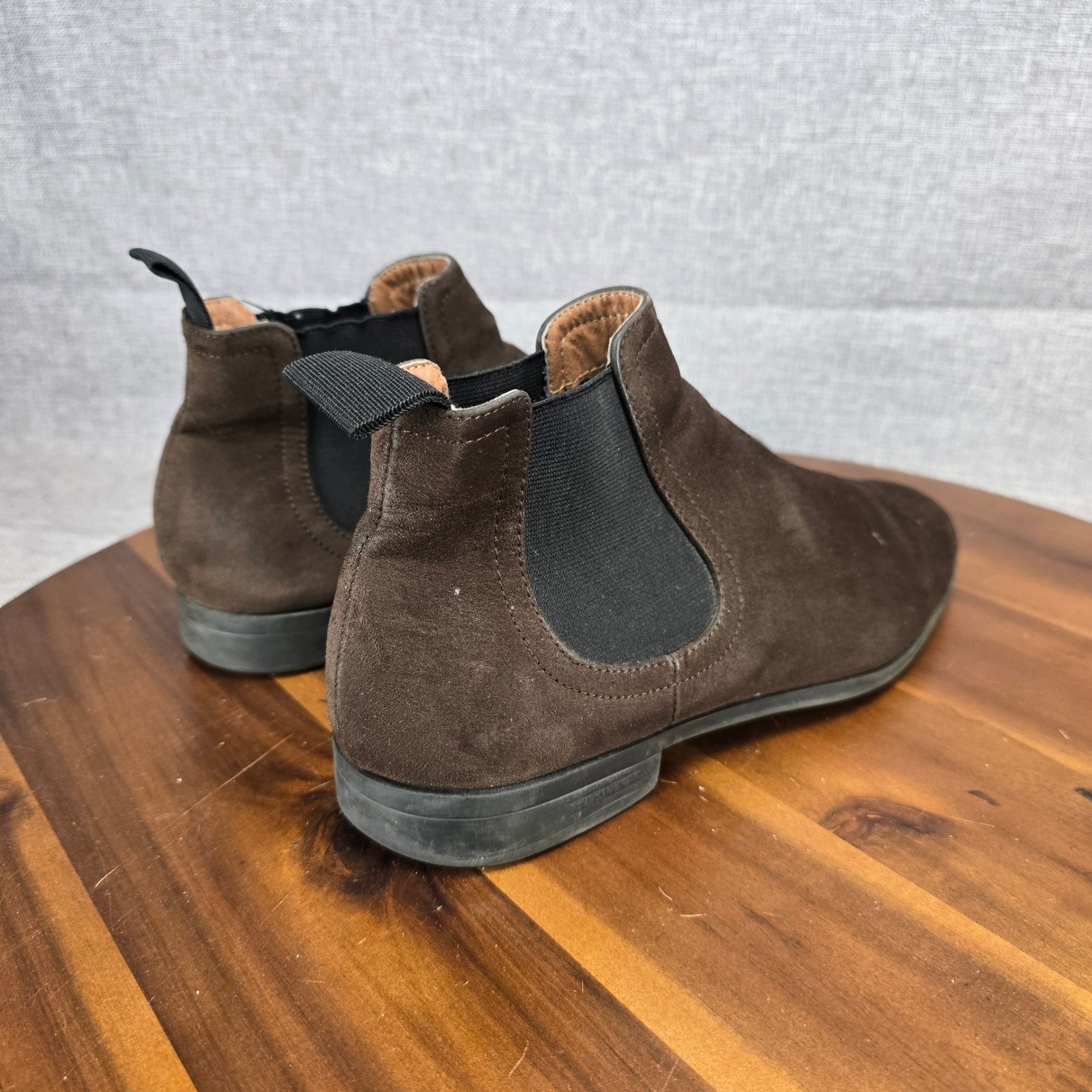 Mens Brown Suede Chelsea Boots Ankle Pull On Elastic Gore Size EUR 41 US 8.5
