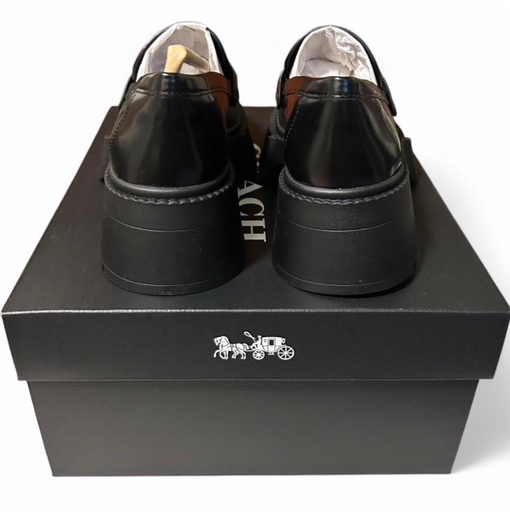 NEW Coach Leah Platform Loafer Black Women’s Size 7 Or Men’s Size 5.5 NIB