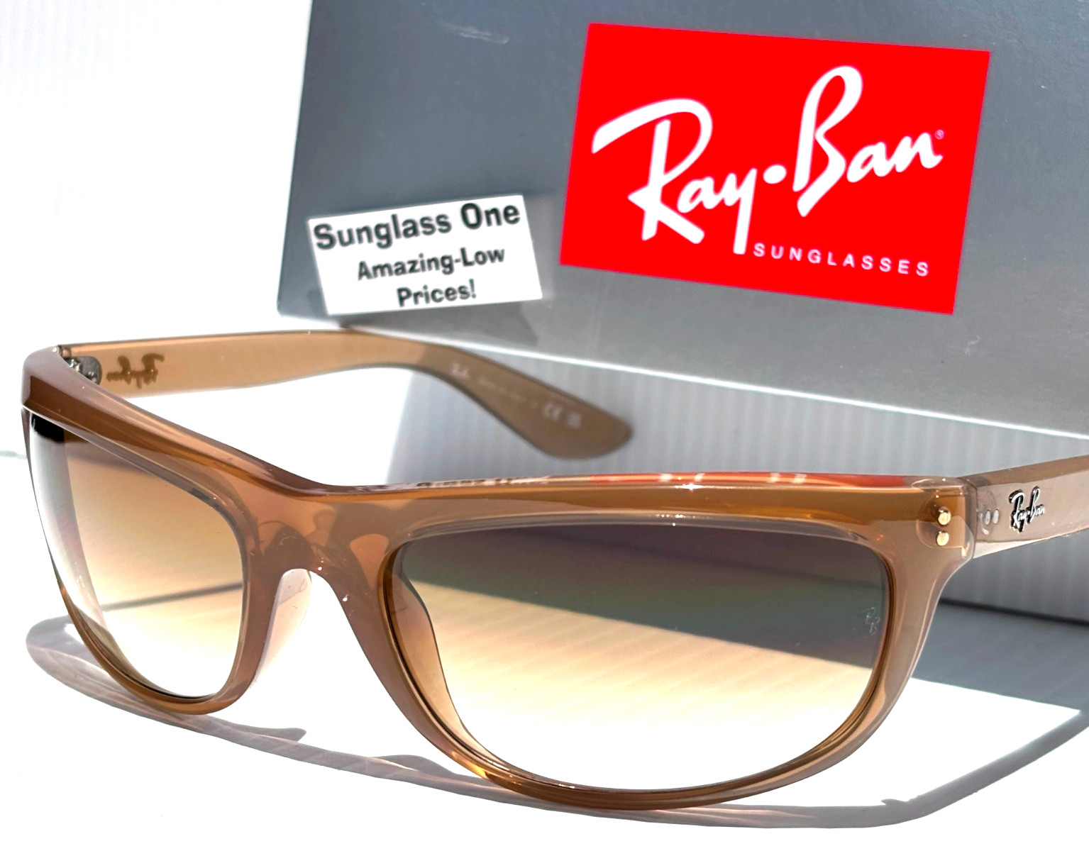 Ray Ban BALORAMA Opal Light Brown GRADIENT Brown Lens Sunglass RB 4089 6789/51