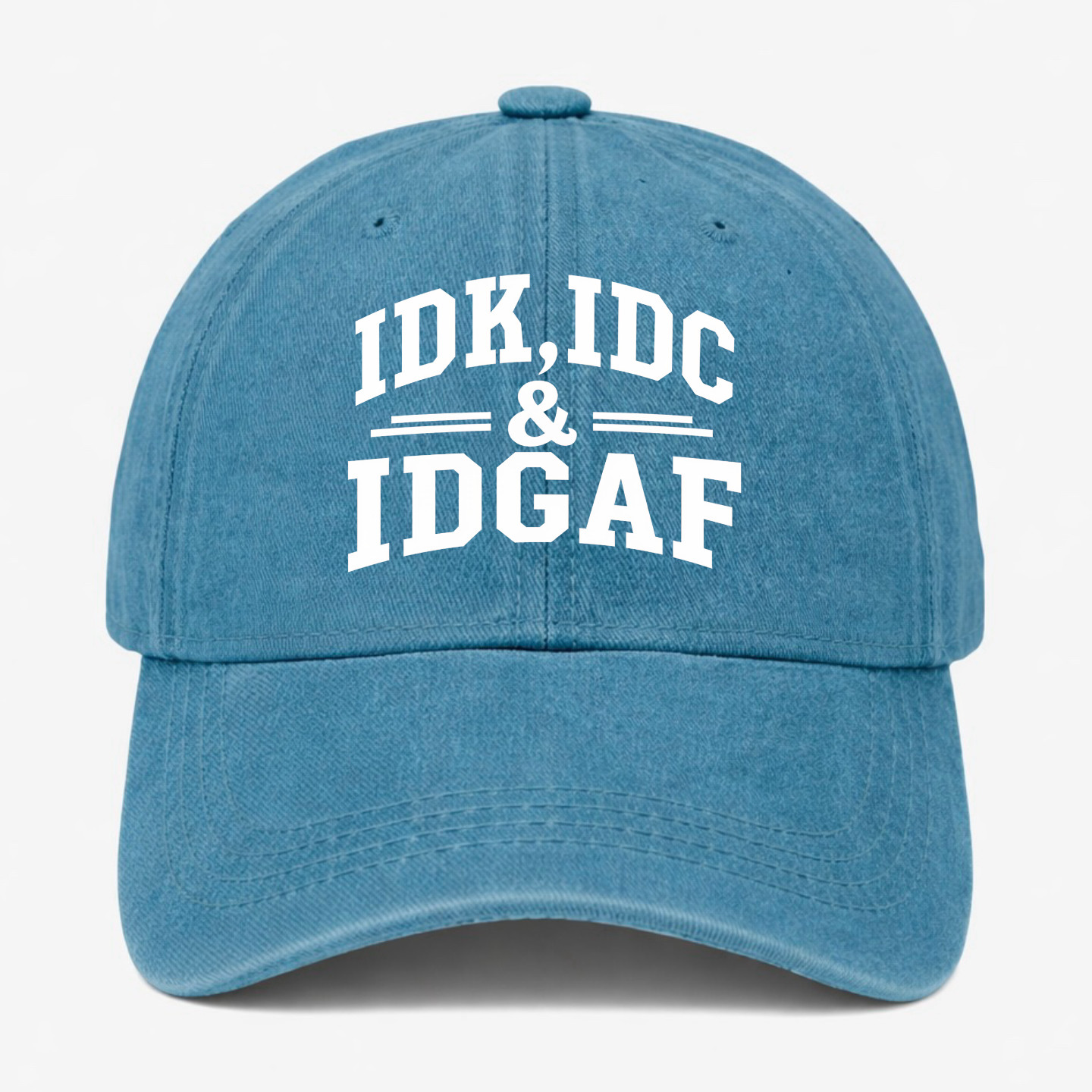 Funny IDK IDC IDGAF Hat Vintage Washed Cotton Baseball Cap Adjustable Unisex