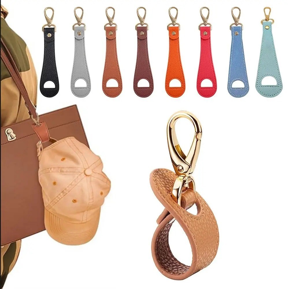 PU Leather Hat Clip Travel Handbag Hat Holder Hands Free Storage Clip Buckle