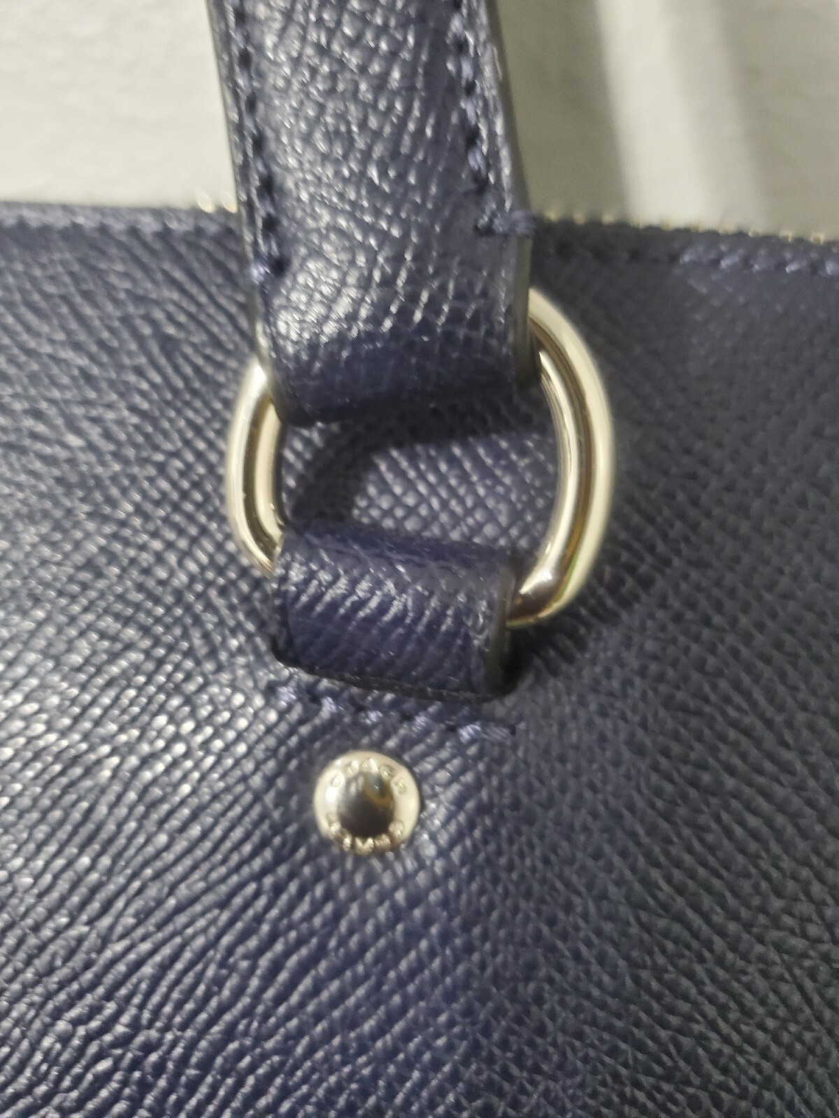 Coach F79608 Crossgrain Leather Gallery Tote Blue Front Pocket