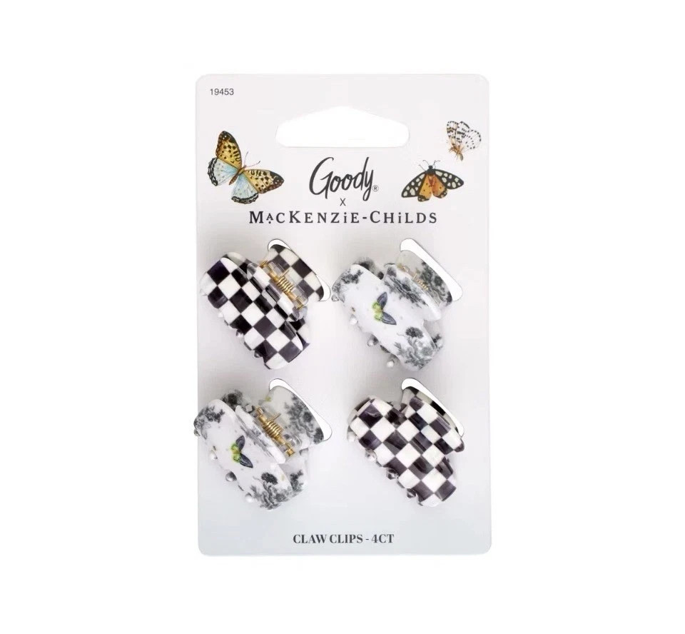MacKenzie Childs x Goody SET – VIRAL Pink & Black Check Mini Hair Claw Clips 8Ct