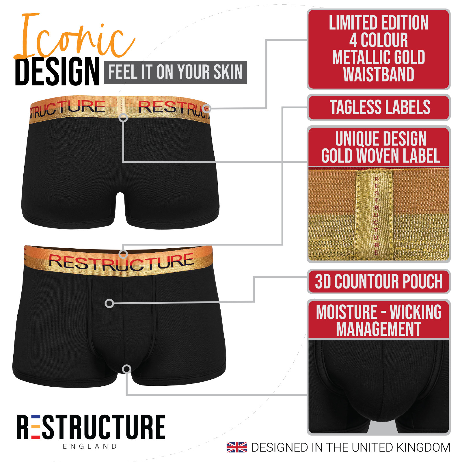 Organic Bamboo Mens Boxer Trunks 3 Pack Breathable Soft Underwear – Medium