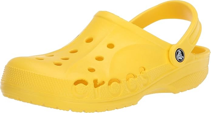 CROCS Baya Lightweight Slip On Clogs Shoes Mens Size 5 Womens 7 Lemon Yellow (M)