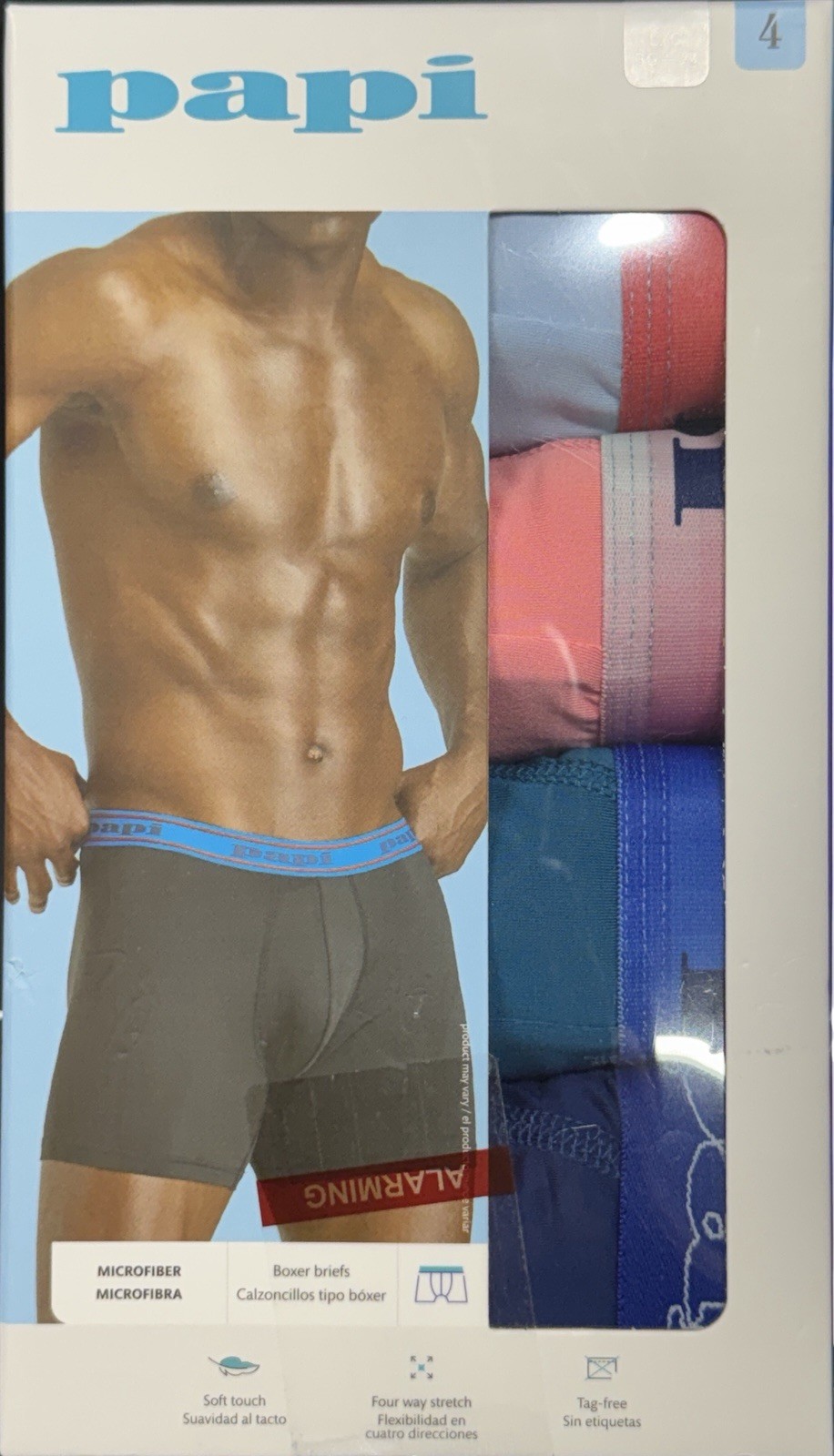Papi 4-Men’s Premium Cotton Boxer Briefs Large 36-38 FAST SHIP