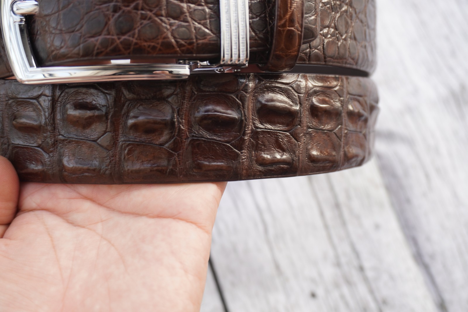 Brown Genuine Crocodile Hornback Leather Skin Men’s Belt W 1.3 inch #T34