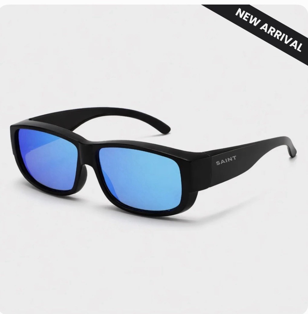 Lot of 2 SAINT Polarized Fit Over Sunglasses – Black & Blue Mirror Lenses