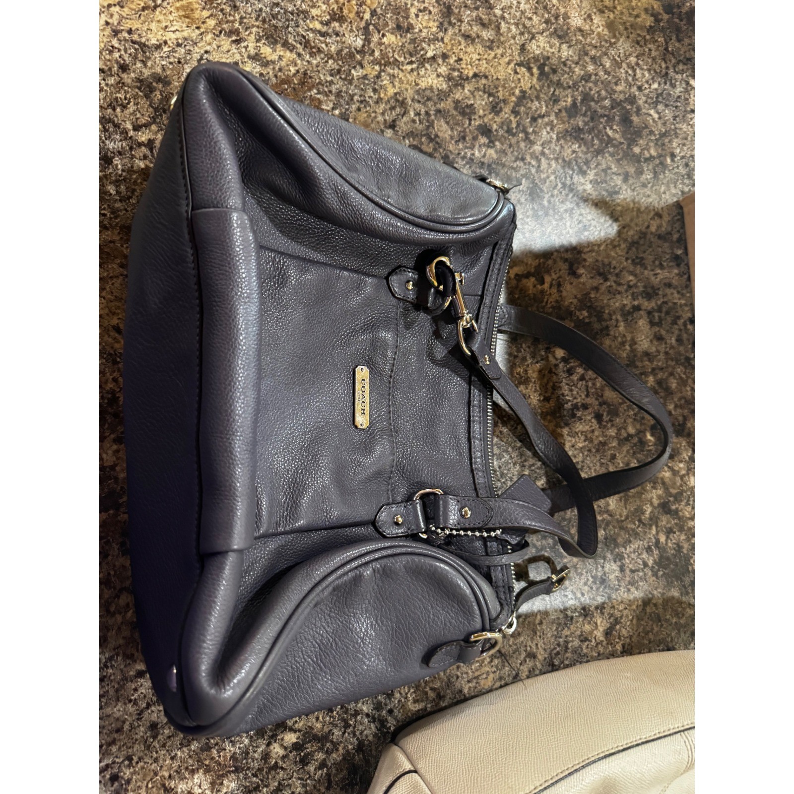 Coach Madison Phoebe Shoulder Bag Grey Pebbled Leather Hobo Handbag F25621