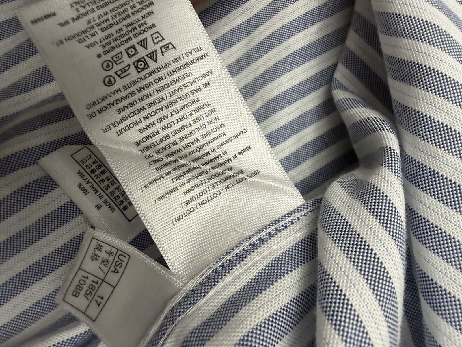 Brooks Brothers Men’s Blue Striped Traditional Fit Dress Shirt Sizes 17-34