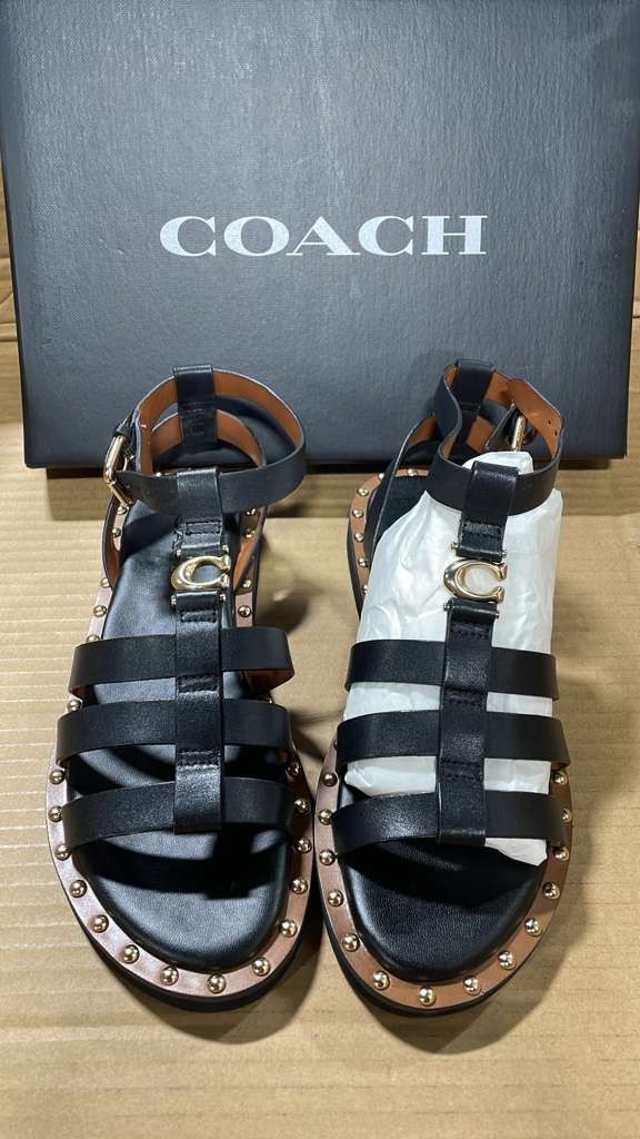Coach Womens CA488 Giselle Sandals Black Size 6.5 B see picture