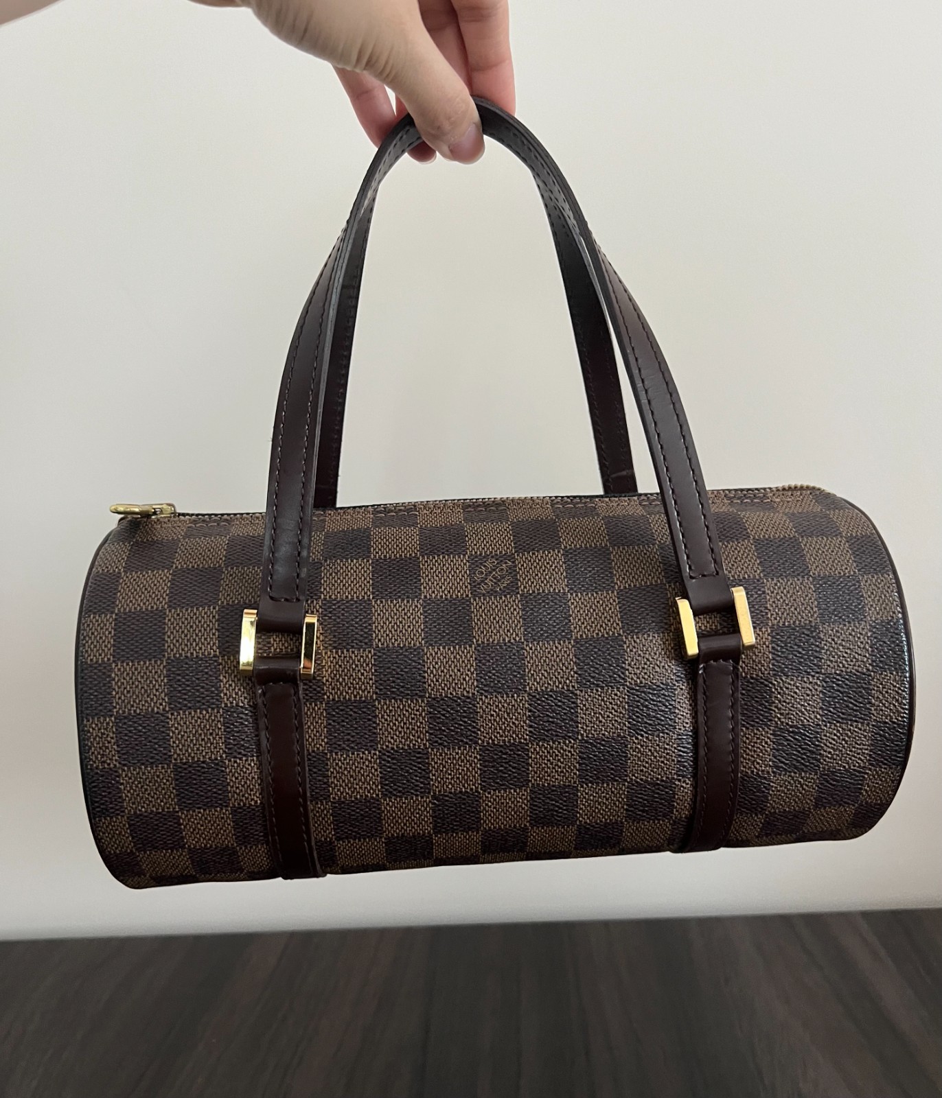 Authentic Louis Vuitton Damier Ebene Papillon 26 Handbag Brown