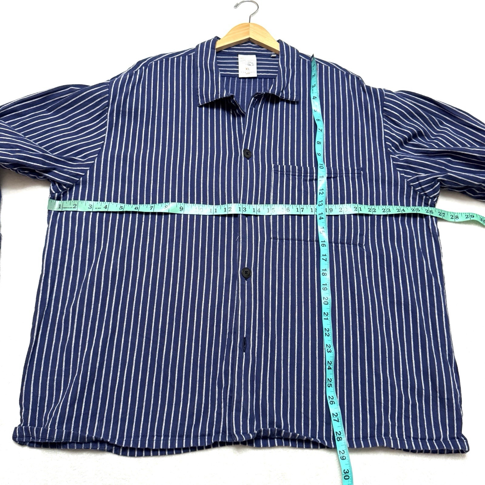 Nudie Jeans XL Berra Worker Shirt Mens Cotton Striped Railroad
