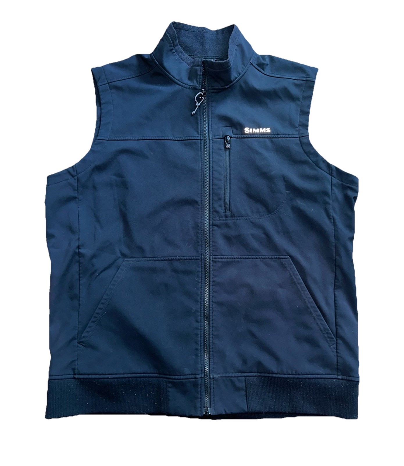 Simms Vest Mens 2XL Black Softshell Fleece Lined Full Zip Outdoor Fishing Gear