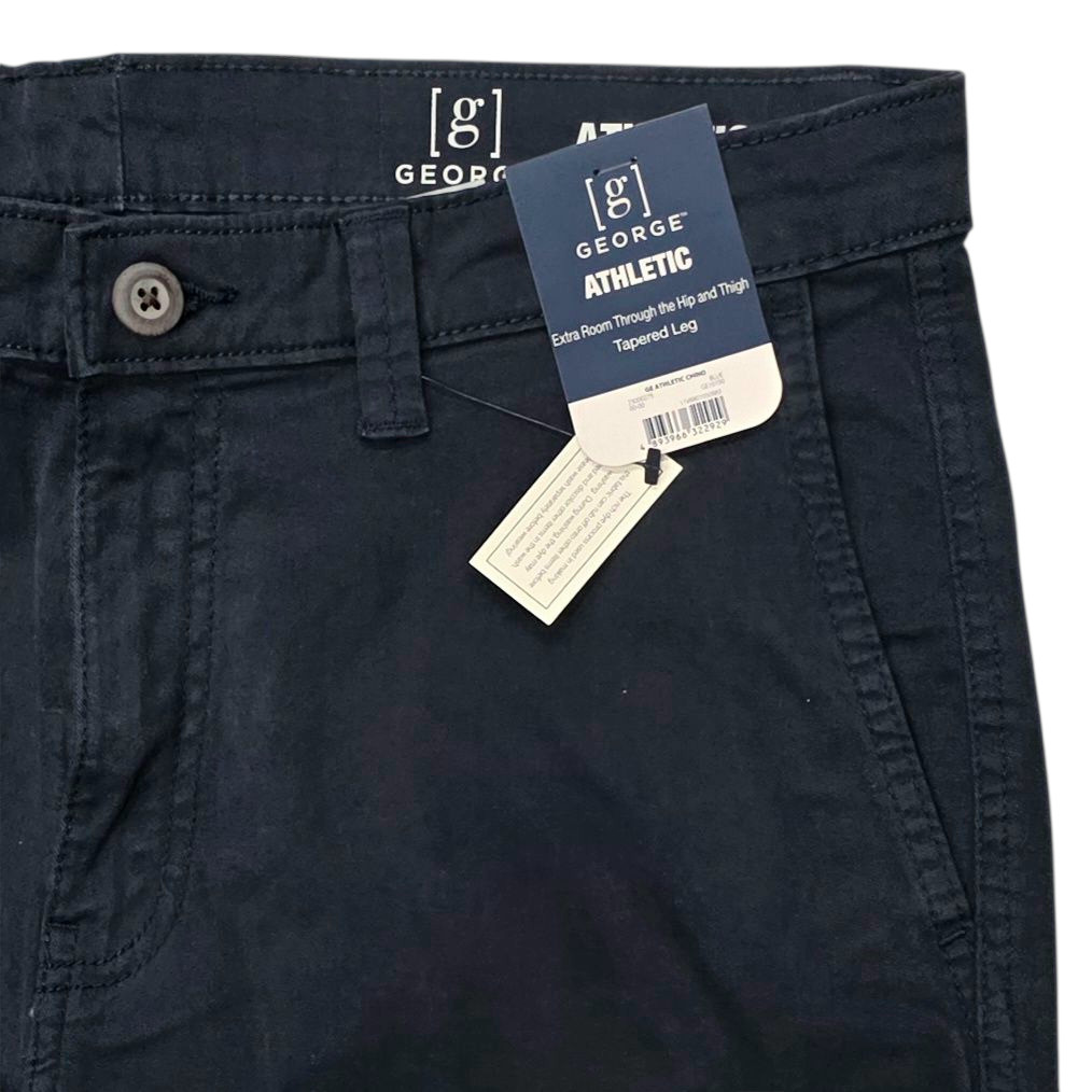 George #11896 NEW Men’s Navy Athletic Fit Stretch Tapered Leg Chino Pants