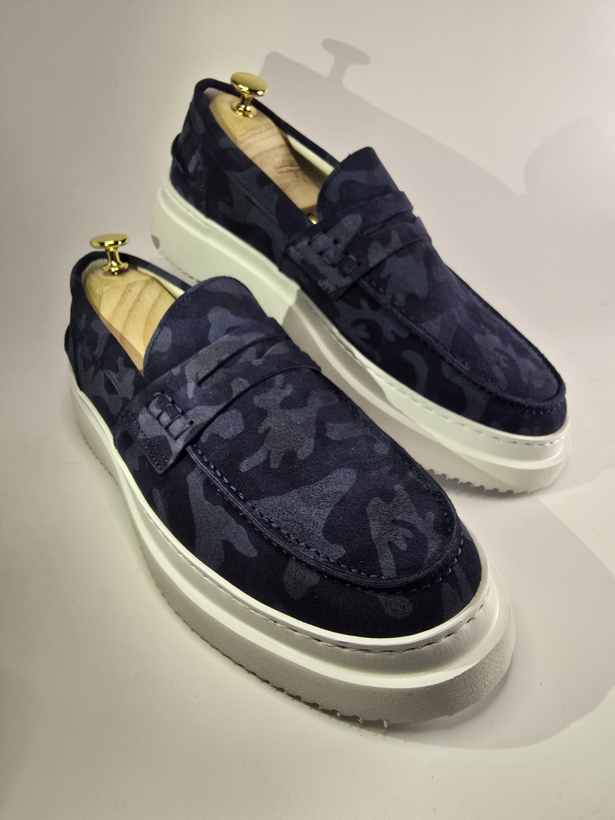 Pollini men’s shoes size 40/41/42/43/44/45 sneakers military blue suede leather
