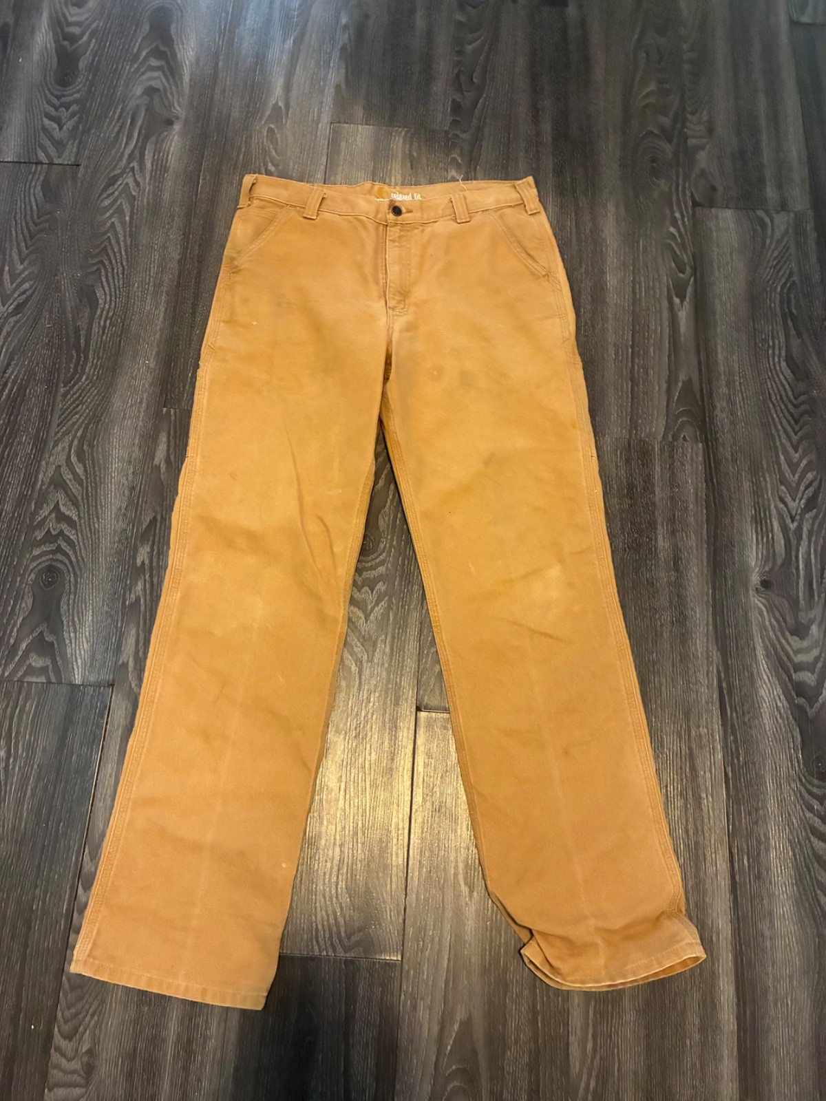 Carhartt Pants Mens 35×34 Gray Relaxed Fit Straight Rugged Flex Duck Dungaree