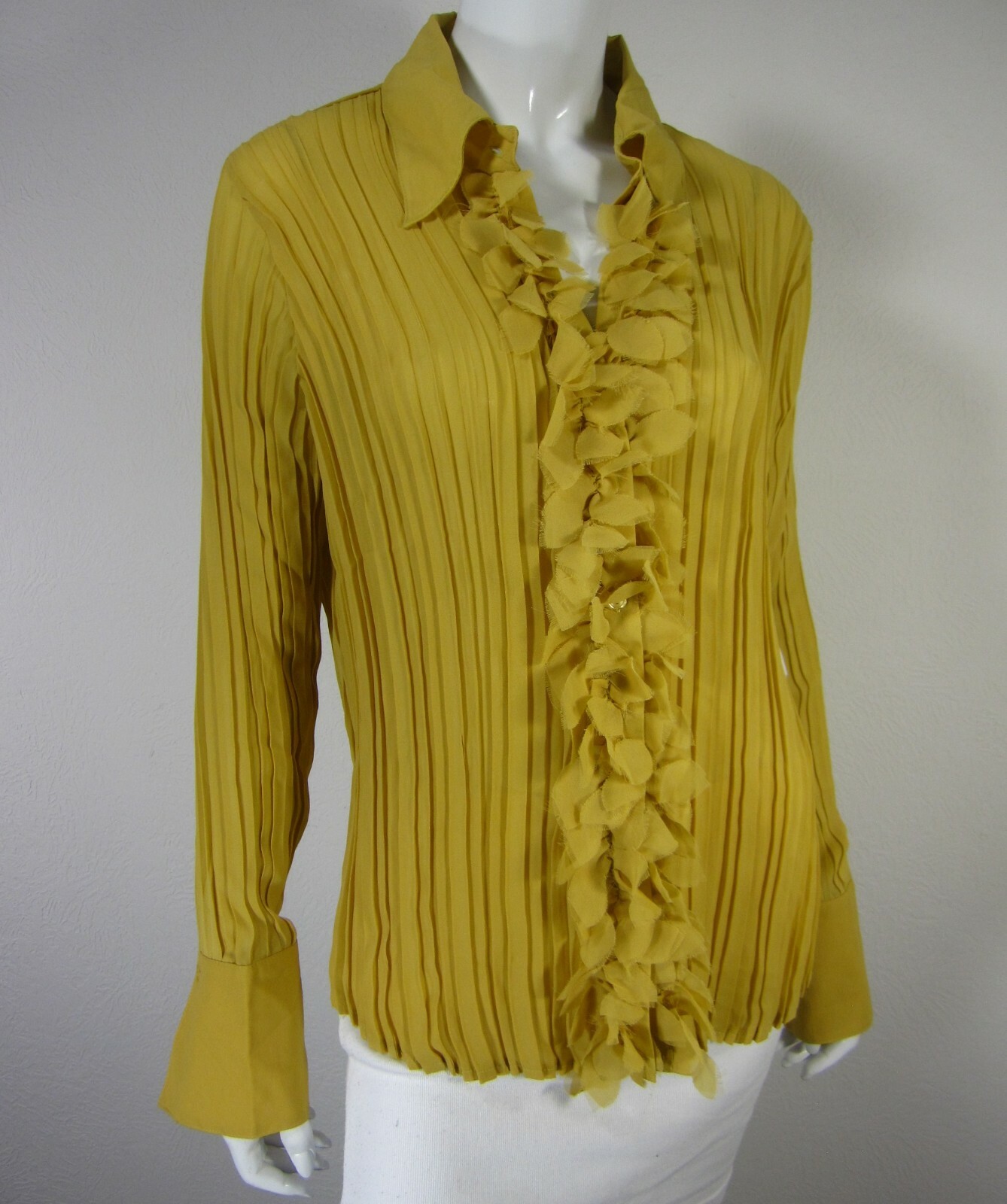 DRESS U II By SHARON NWT Long Sleeve Button Down Blouse Plus Size 1X Yellow 251