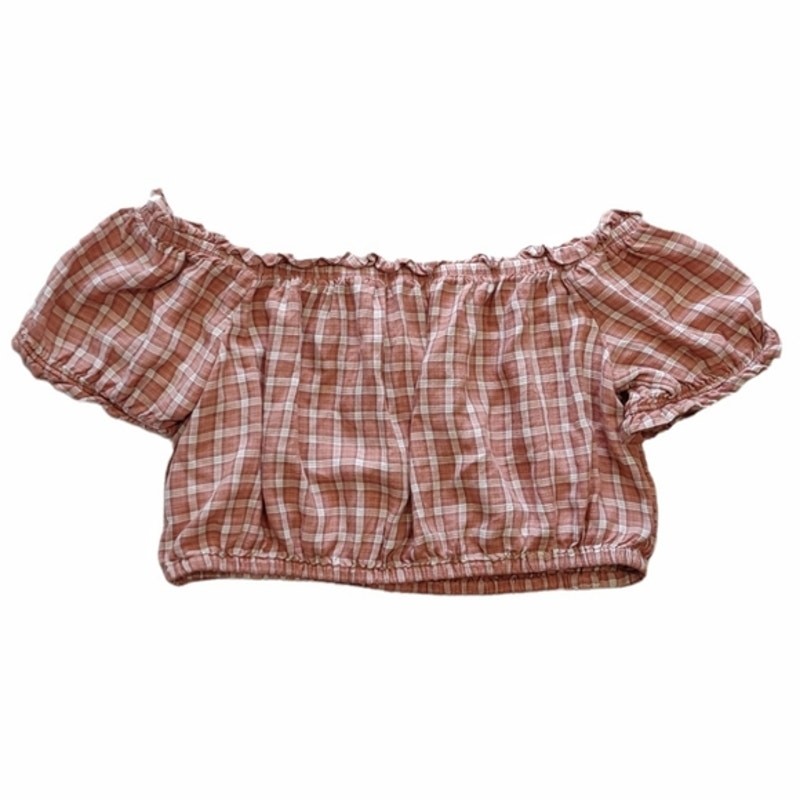 AMERICAN EAGLE Plaid Elasticized Crop Top Size M Cottage Core Country Festival