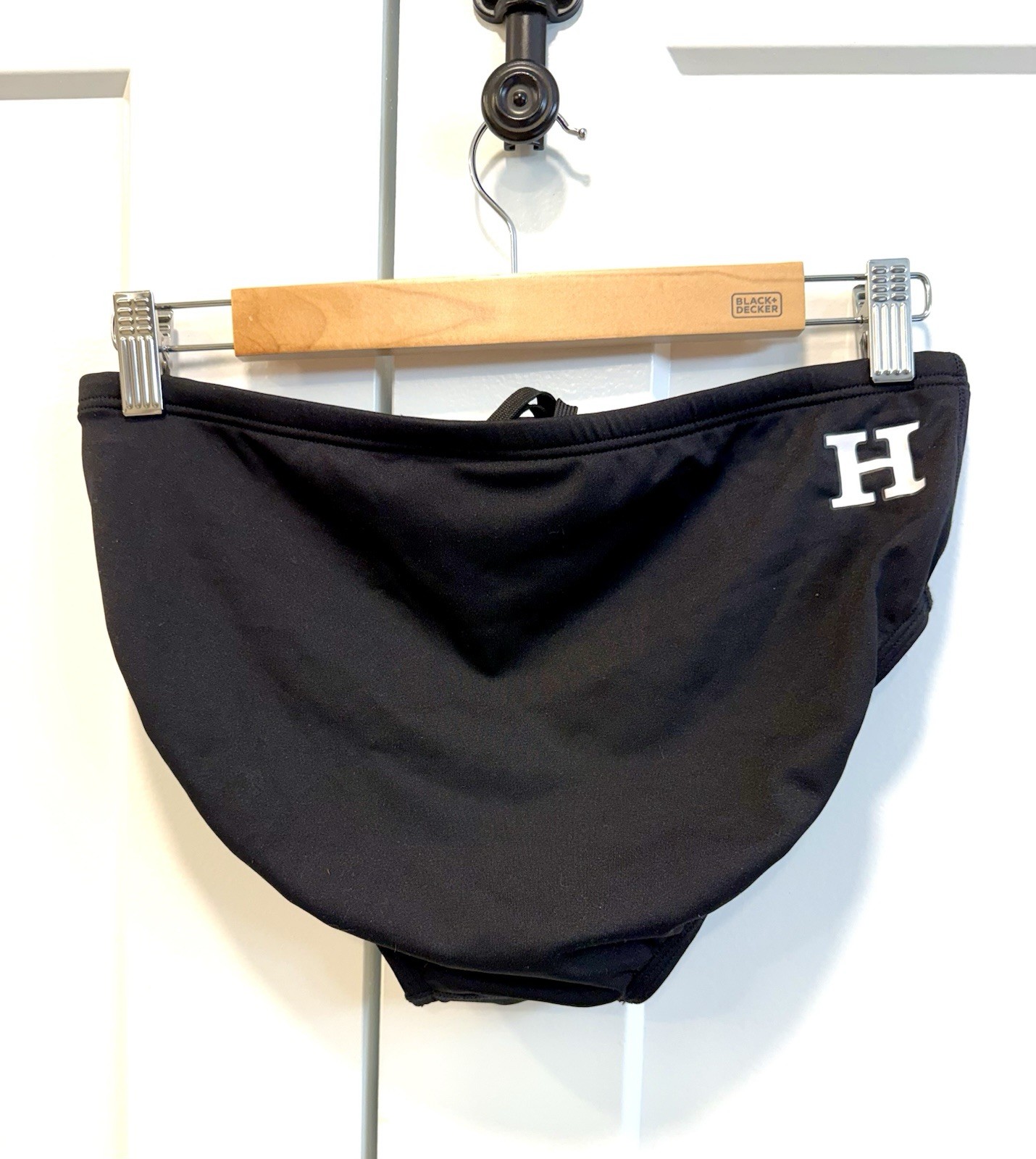 TYR Men’s Swim Briefs Bottom Black Size 36 Solid Lined Logo Training Competition