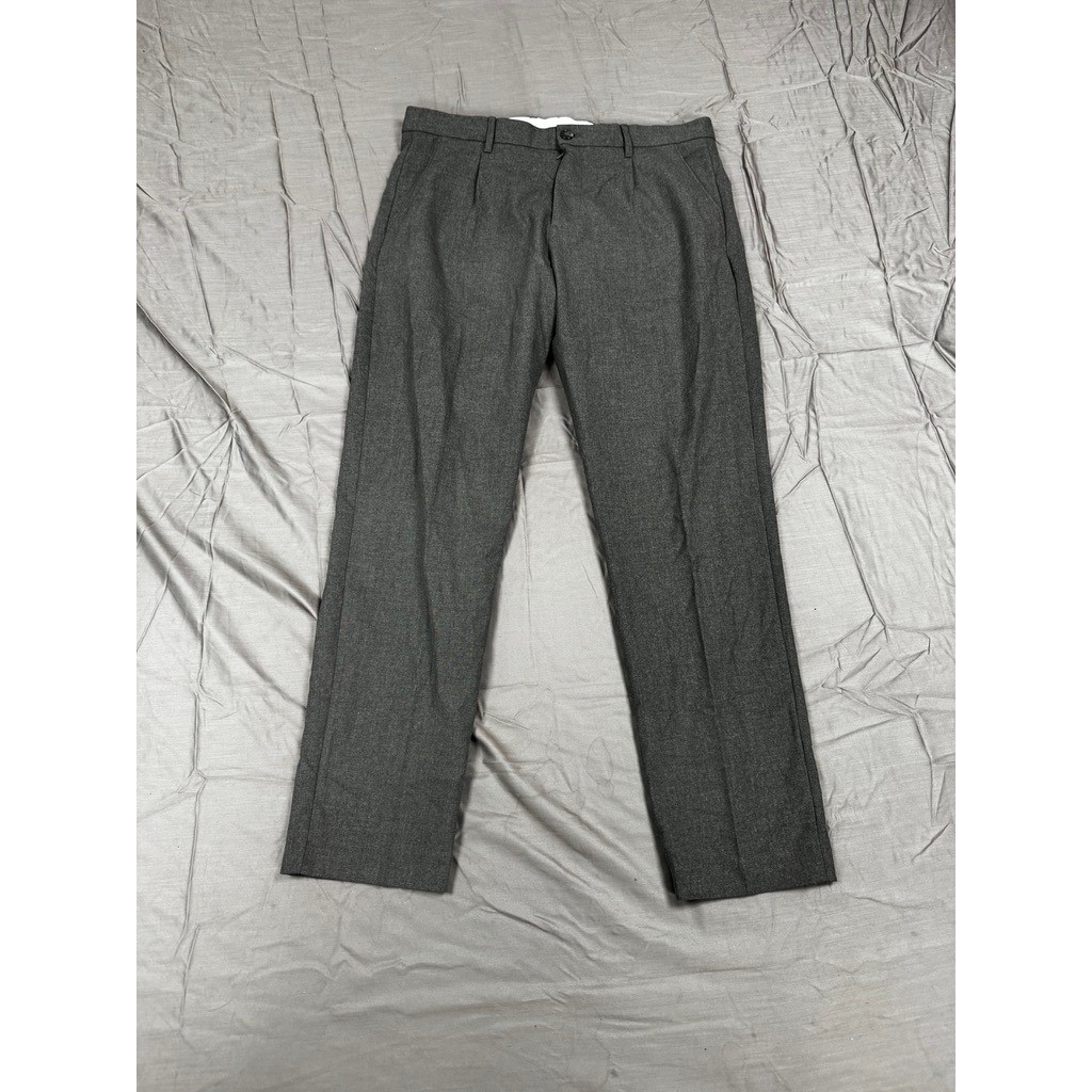 Zara Mens Gray Pleated Dress Pants Tapered Trousers Size 34 Gray Made in Turkey