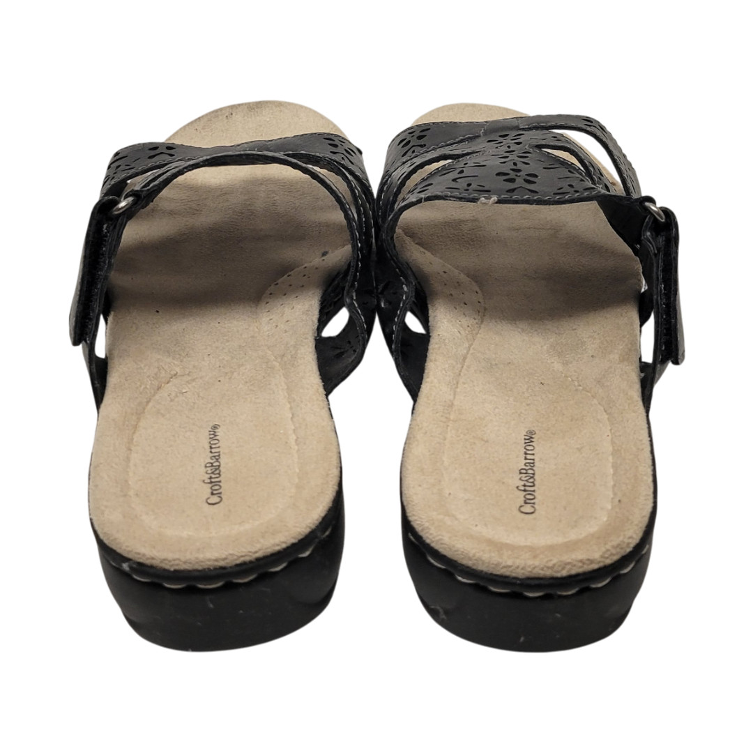 CROFT & BARROW Womans BLACK Slip Slide On Shoes Mules NON SLIP size 8