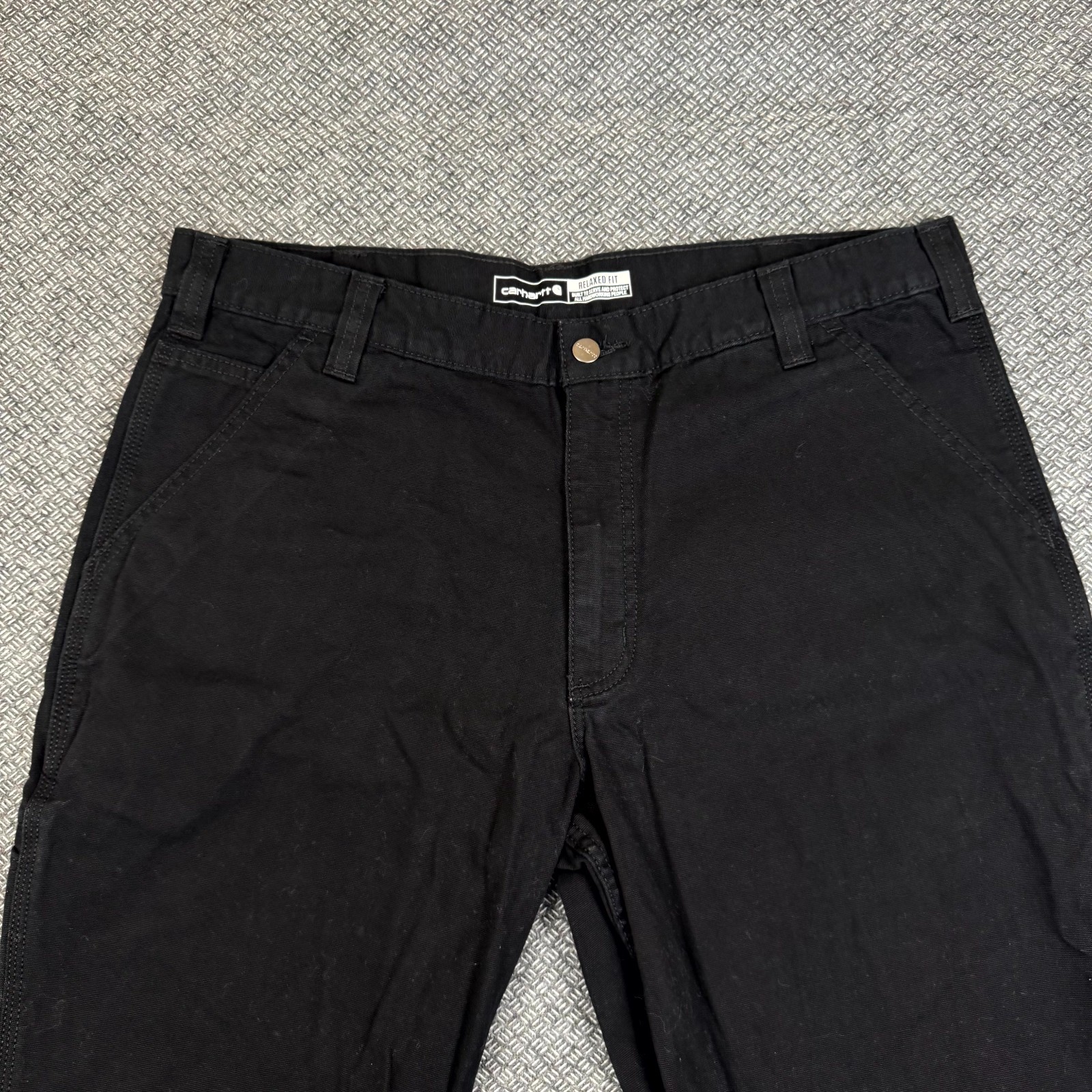 Carhartt Utility Work Pants Men 38×30 Black Relaxed Fit Hammer Loop Straight Leg
