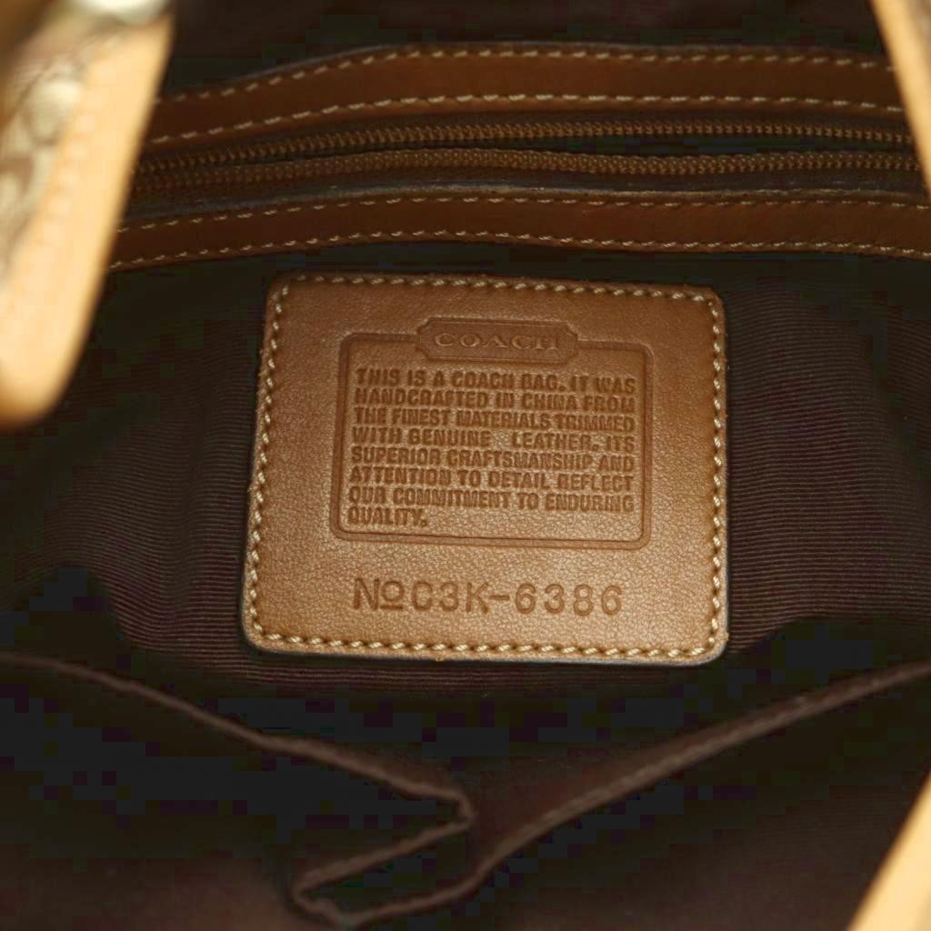 Coach Canvas Leather Shoulder Bag Beige 10-11.6in Vintage B Condition
