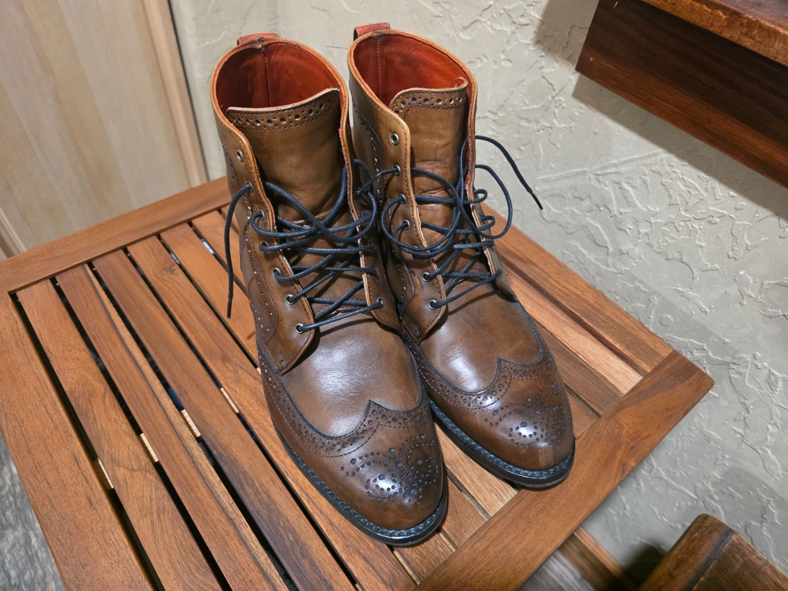 ALLEN EDMONDS 9EEE DALTON BOURBON WINGTIP BOOTS 9 3E