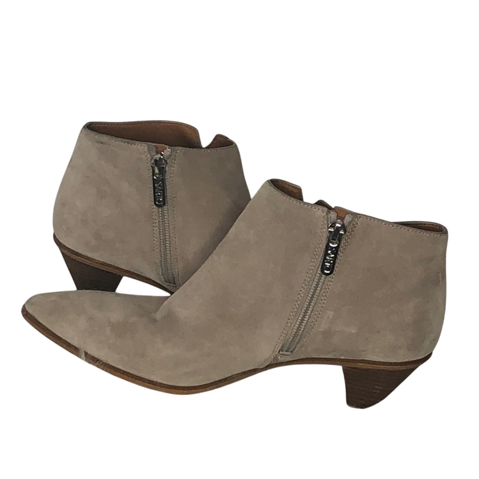 Franco Sarto Spectra Womens Suede Ankle Booties Size 6.5 Tan Pointed Toe