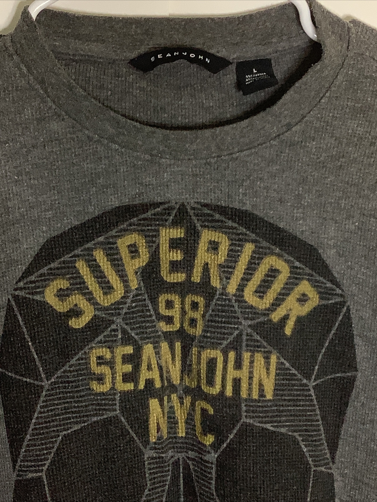 SEAN JOHN SUPERIOR NYC – Men’s Long Sleeve Shirt – Grey Skull – Size L Large
