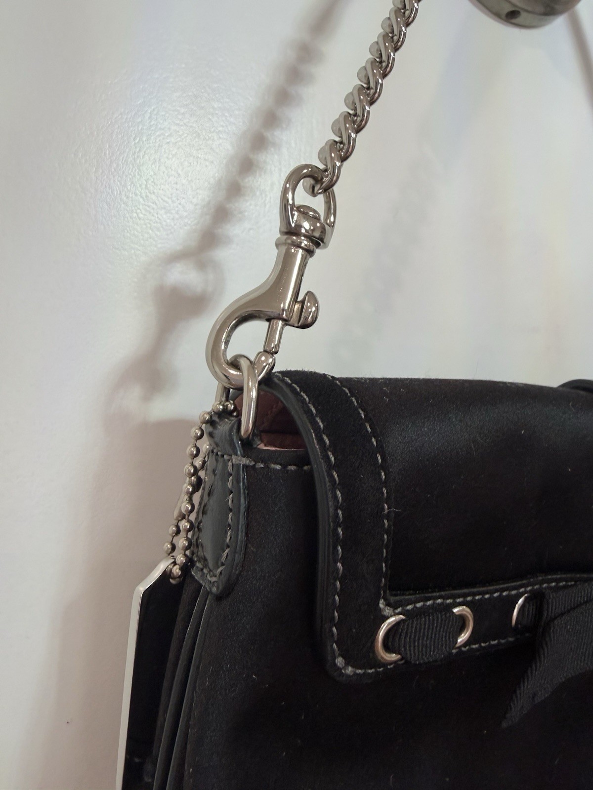 RARE Coach Mini Soho Satin & Suede Ltd Ed Top Handle Bag Clutch Swarovski # 8949