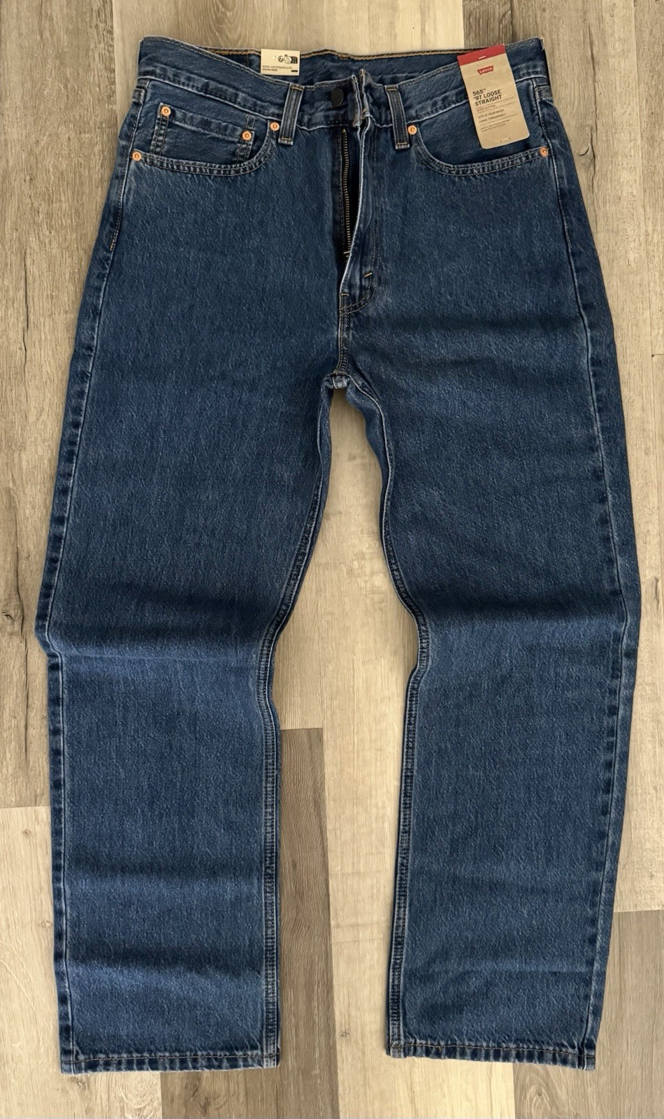 Levi’s 565 ’97 Loose Straight Leg Jeans Men Size 33 X 32 Blue Distressed Wash