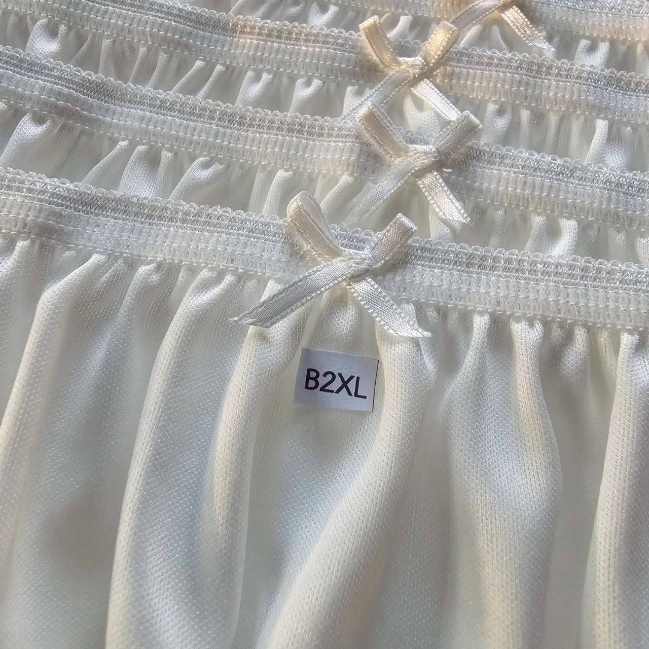 6 Plus Underwear Mid-Waist Panties Women Mens Briefs Nylon Silky Soft 2XL/White