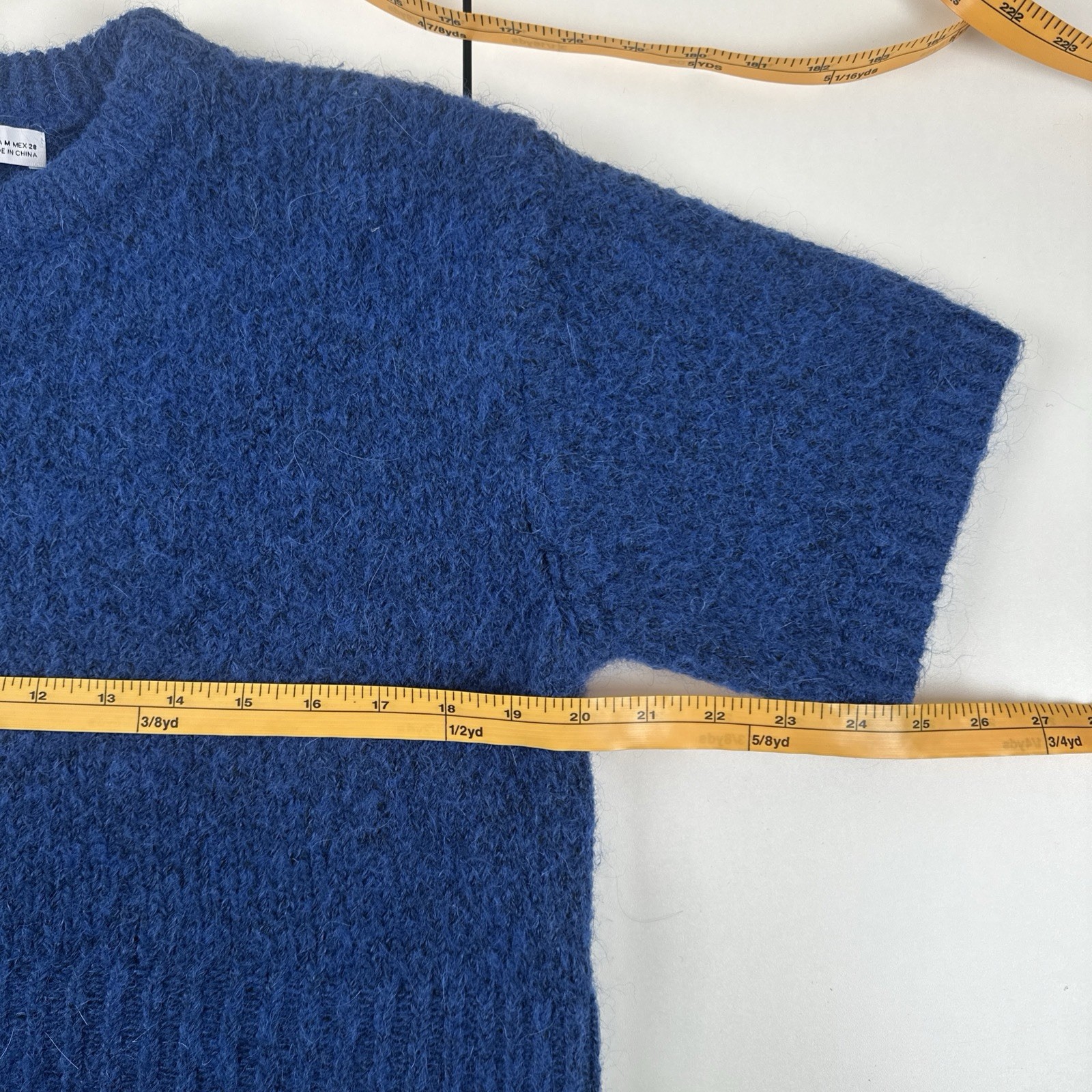 Zara Short Sleeve Wool Alpaca Blend Knit Short Sleeve Crop Sweater Sz M