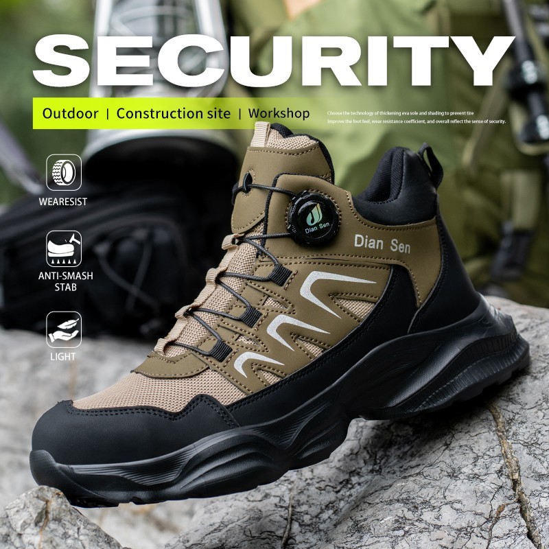Men Work Boots Safety Shoes Anti-puncture Indestructible Steel Toe Shoes