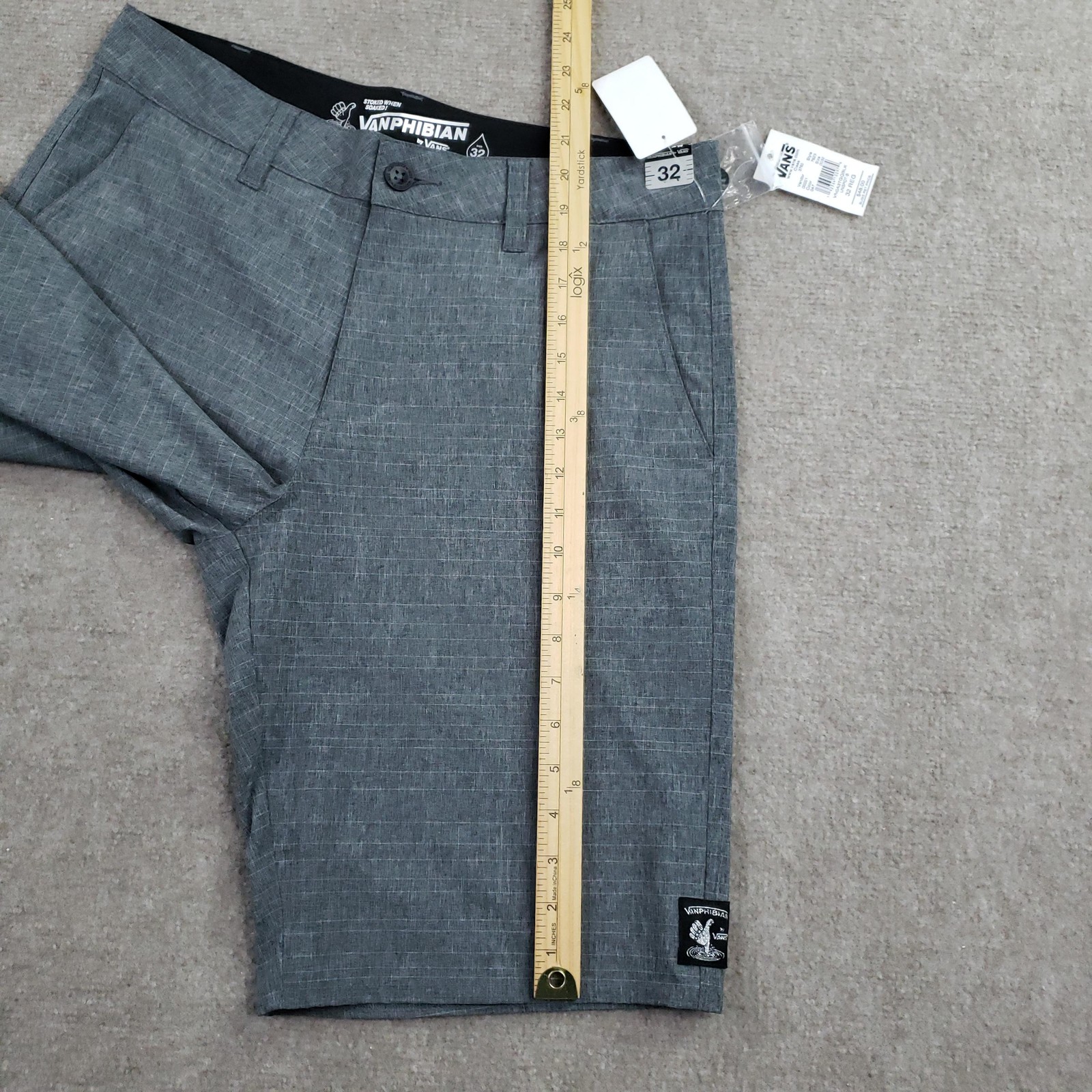 Vanphibian By Vans Short Mens 32 Gray Quick Dry Stretch Pockets Back Pocket Swim
