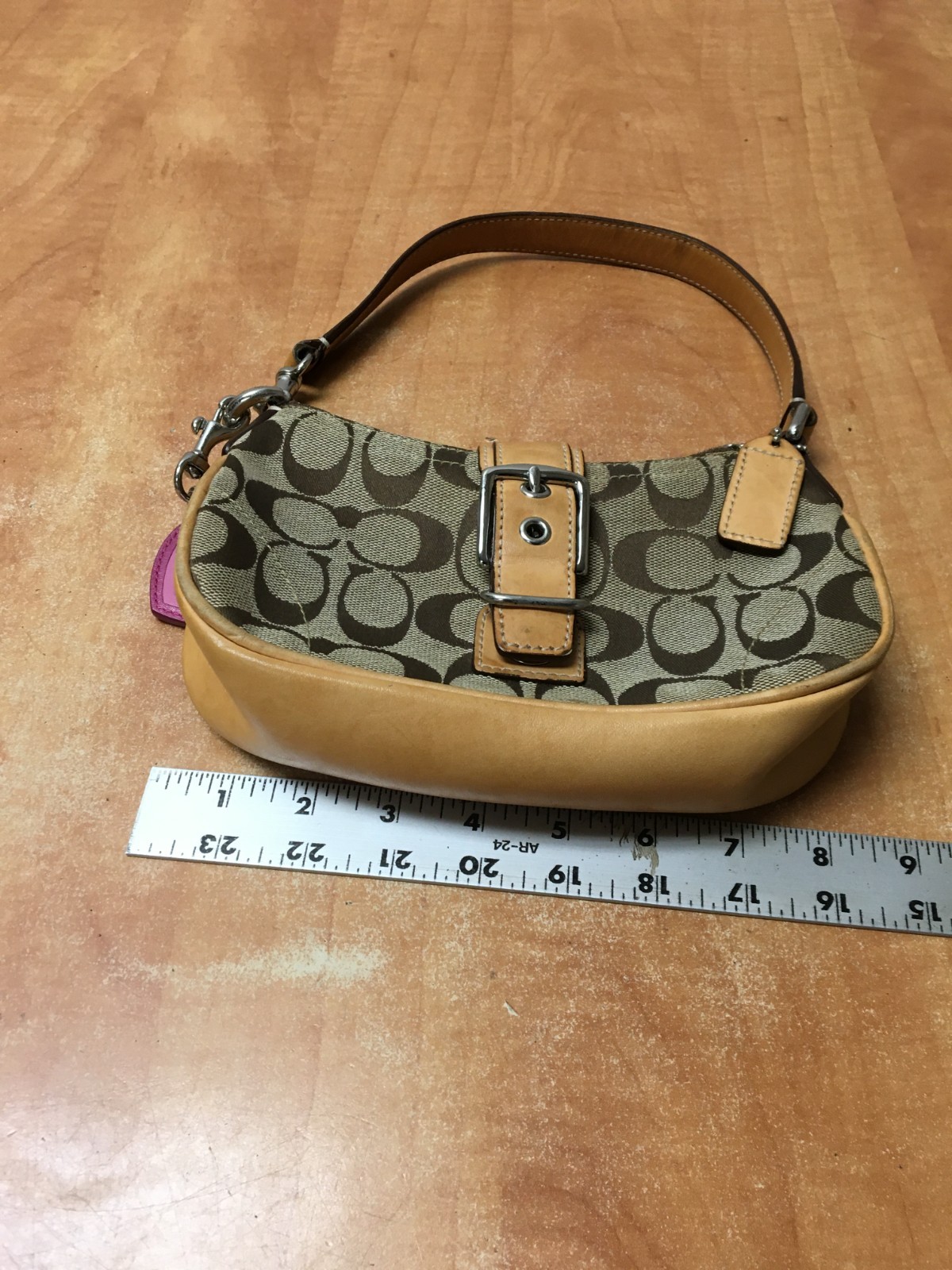 Coach Tan Demi Buckle Small Purse Logo Magnetic H3U-6362