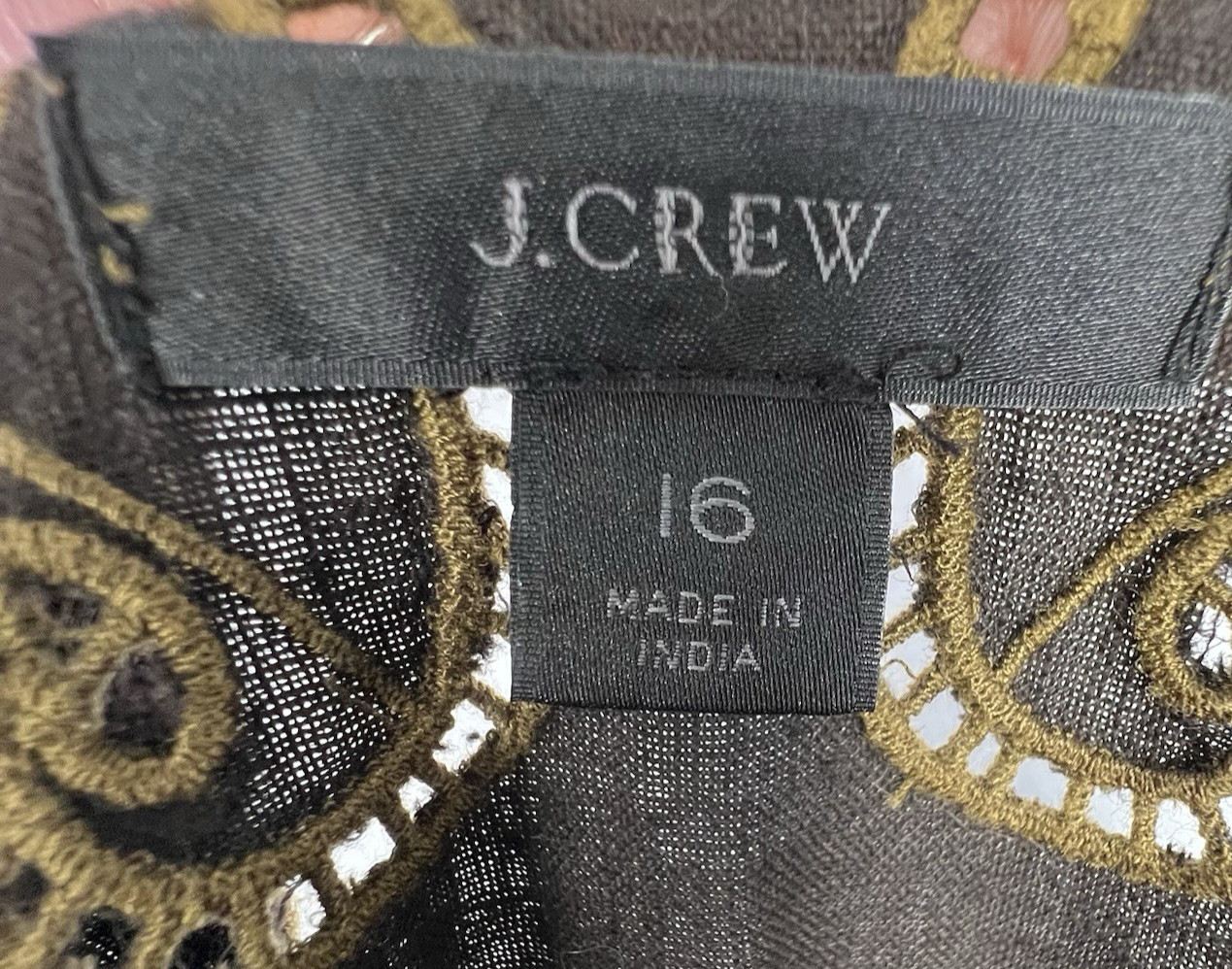J.CREW Brown 100% Linen Embroidered Slip Dress Women 16 Boho Peasant Pockets