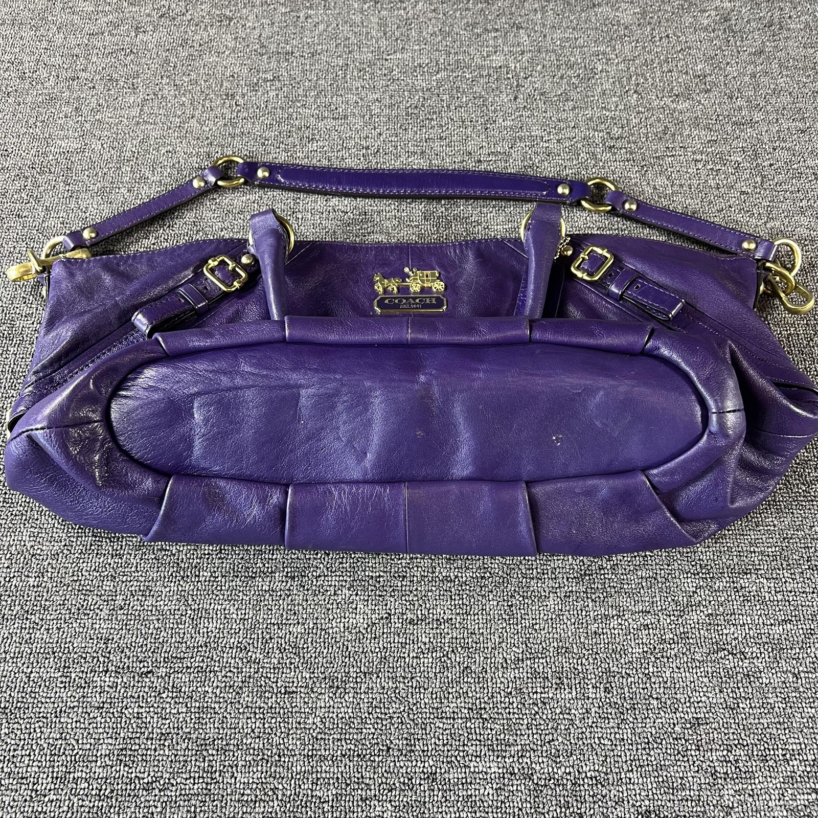 Coach Satchel Bag Womens Purple Leather Madison Sophia Top Handle Zip