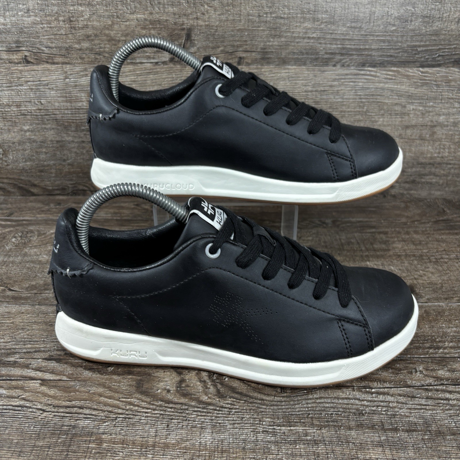 Kuru Roam Classic Court Shoes Women’s 8.5 Jet Black Bright White Leather Sneaker