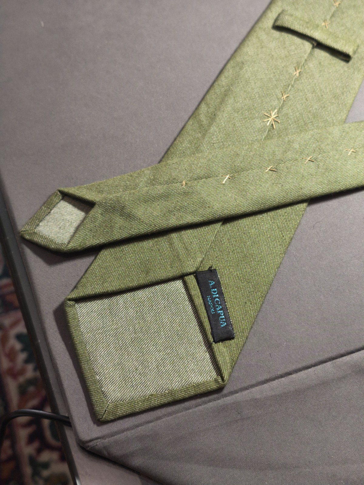 A. Di Capua Napoli – Khaki Solid Color Cotton Tailored Tie