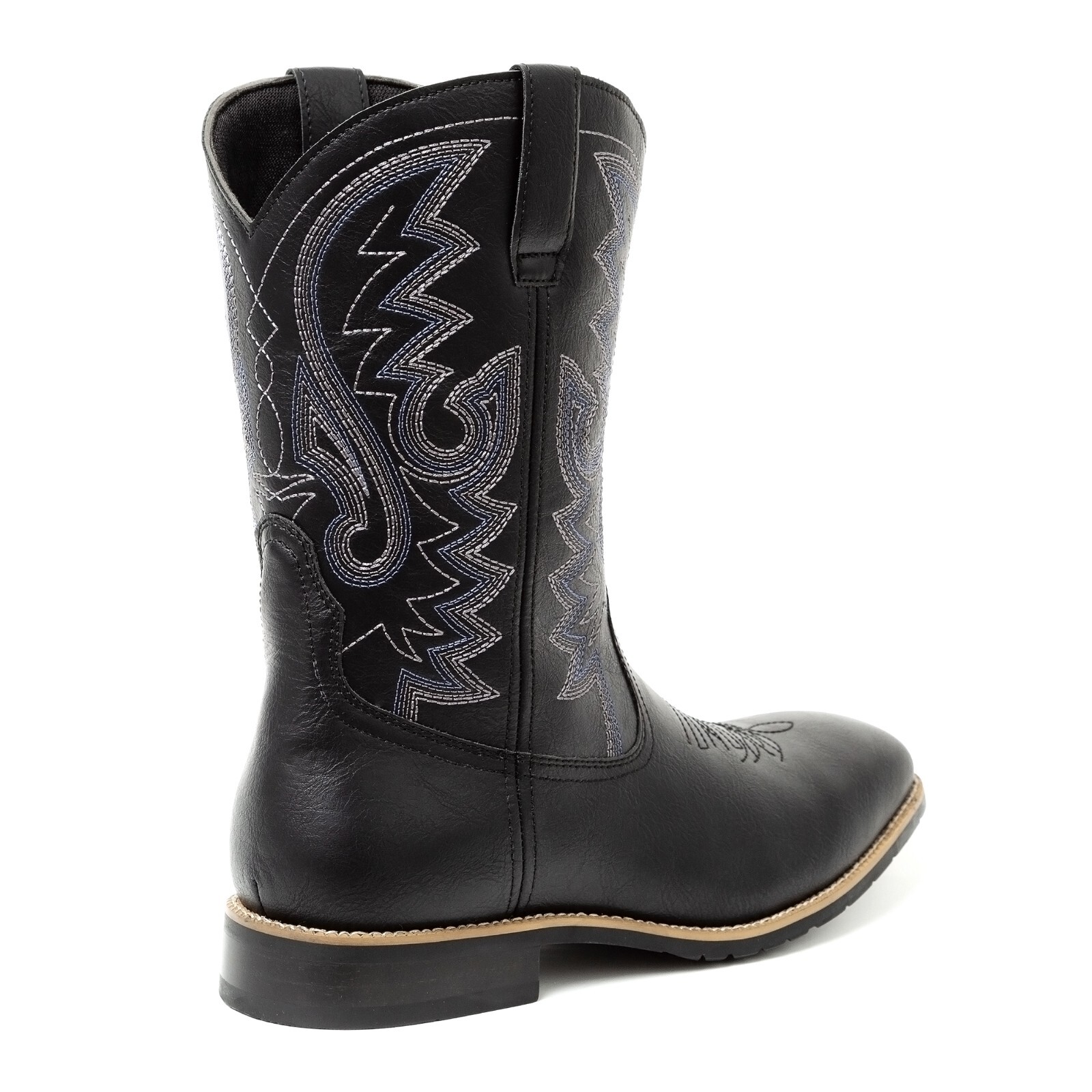 Black Men’s Cowboy Western Embroidered Square Toe Boots